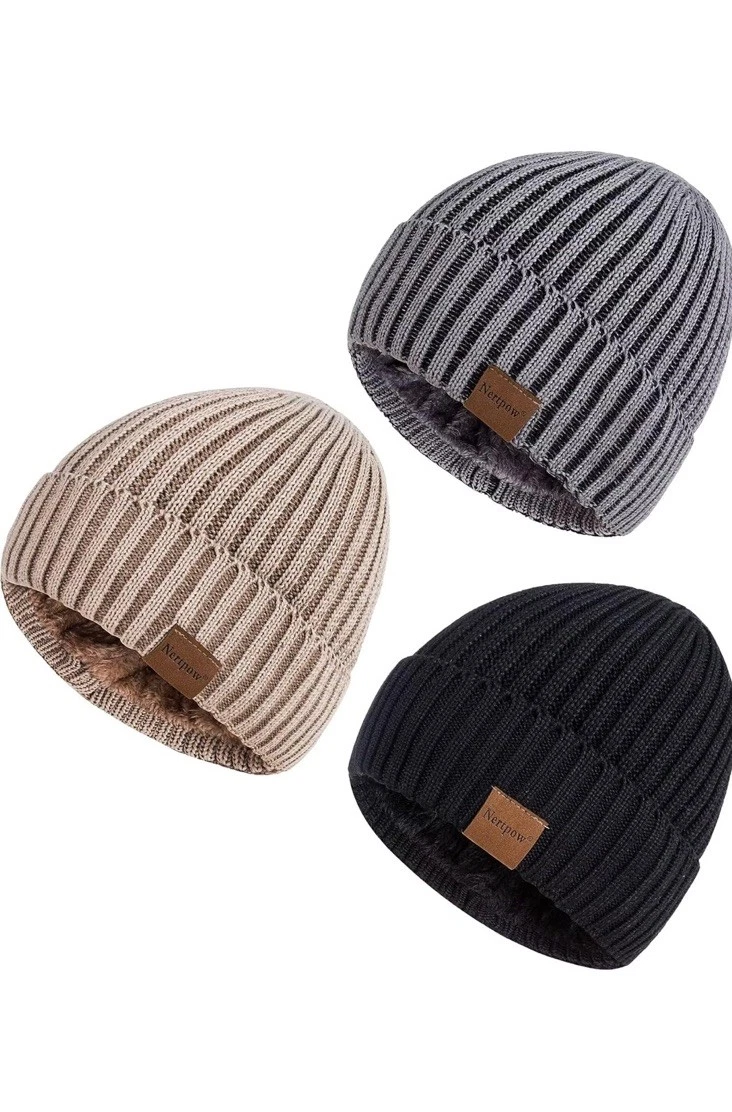 Men Women Winter Beanie 3 PackWarm Thermal Fleece Lined Thick Knit Fashion Hats