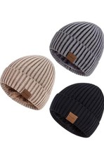 Men Women Winter Beanie 3 PackWarm Thermal Fleece Lined Thick Knit Fashion Hats
