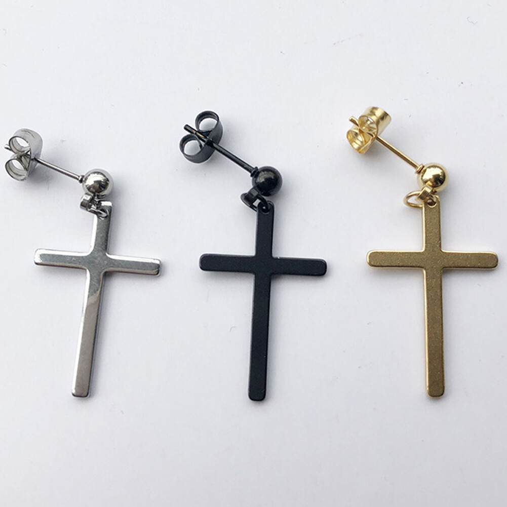 OIDEA Set Di 12 Paia Di Orecchini Non Piercing - Croci E Cerchi In Acciaio Inox, Colori Nero, Argento E Oro, Gioielli Alla Moda Per Donna, Idea Regalo