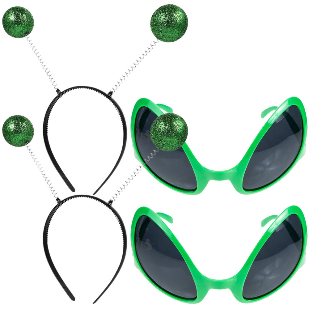 2 Sets Alien Antenna Headband Novelty Glasses Kids Costume Eyeglasses