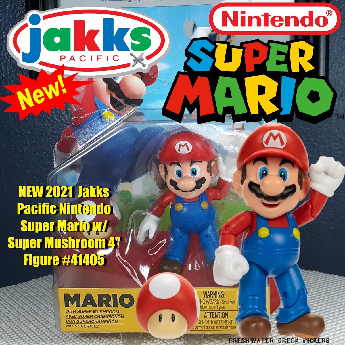 NEW 2021 Jakks Pacific Nintendo Super Mario w/ Super Mushroom 4