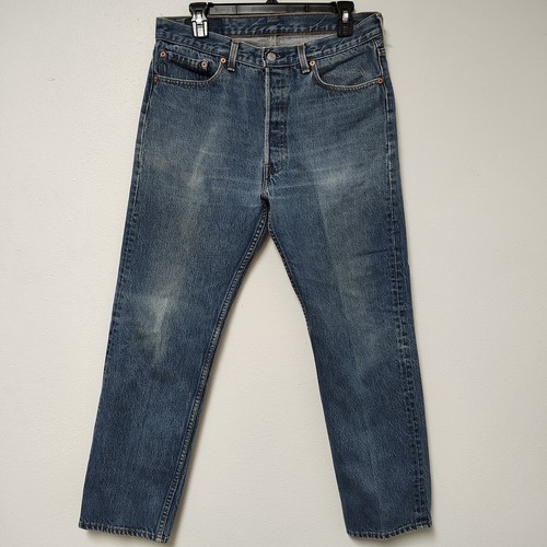Vintage 90s Levis 501xx Made In USA Jeans Size 35 X 32 Button Fly Straight Taper