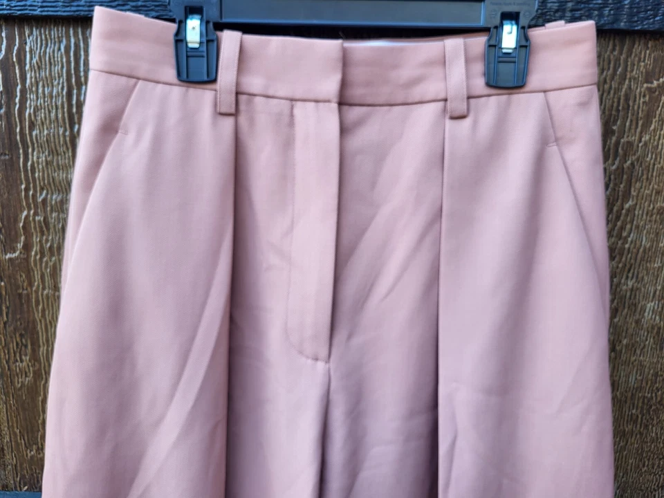 Victoria Beckham Women's High Rise Pleated Wide-Leg Nude-Pink Dress Pants Size 4 - Image 4 of 4