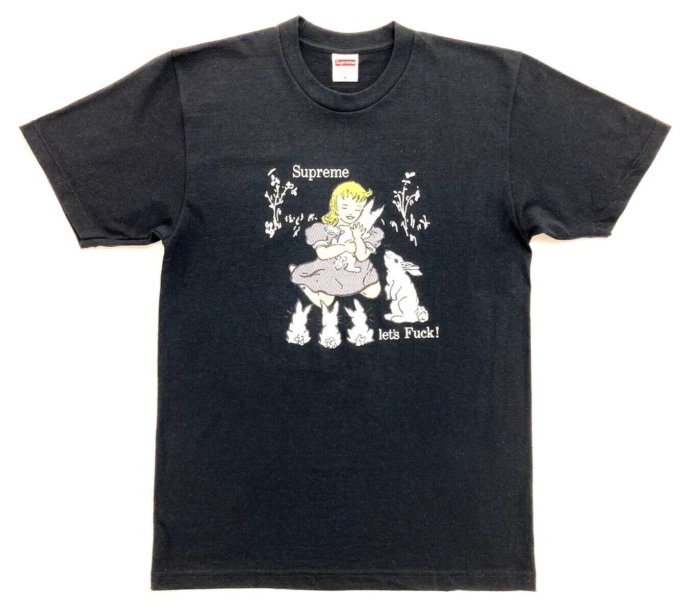 T shirt noir Supreme Lets F__k taille M FW16 lapins