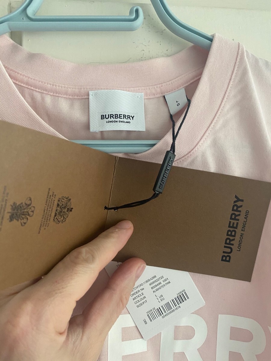 Burberry Logo Print Cotton T-shirt in Alabaster Pink | eBay