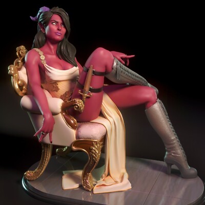 Orianna, Tiefling Girl, sexy Pin Up, Figur, 3D Druck, Torrida, UNBEMALT