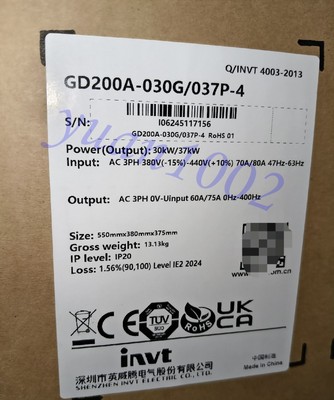 1PCS NEW INVT GD200A-030G/037P-4 30KW Frequency changer Fast delivery