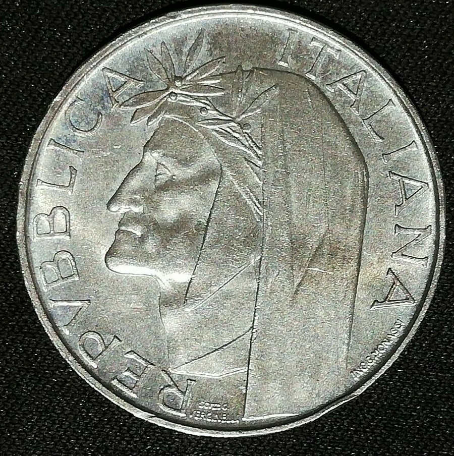Moneta Lire 500 argento 1965 Dante Alighieri Repubblica