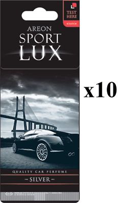 Areon Sport LUX Quality Perfume/Cologne Cardboard Car Air Freshener Silver 10 PK