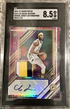 2021 Panini Recon Isaiah Jackson RC Auto Gold 1/10 3-Color Jersey SGC 8.5 
