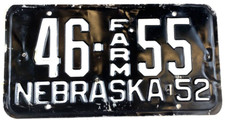 Vintage Nebraska 1952 Farm License Plate 46 55 Man Cave Garage Merrick Co Decor