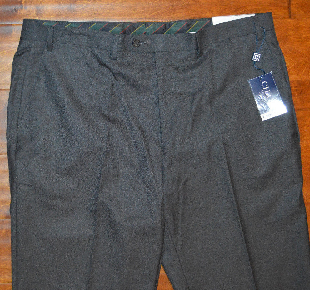 Men's Chaps Charcoal Gray Flat Front Suit Separates Dress Pants