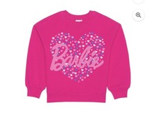 Barbie Pullover Sweatshirt Fuchsia Pink With Hearts Soft Girls Size XL 14-16 NWT