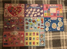 Set of 8 Tamagotchi Sticker Sheet Cards 8 1/4" x 5 3/4" each BANDAI 1997