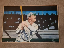  🌟 Babe Ruth Original Art Painting Artwork (36.5 x 24.5 w/ Frame) VINCENT BOVA 