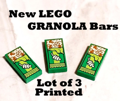 New LEGO Food Set Snack Protein Bar Lot of 3 Printed Hiking Camping School Lunch