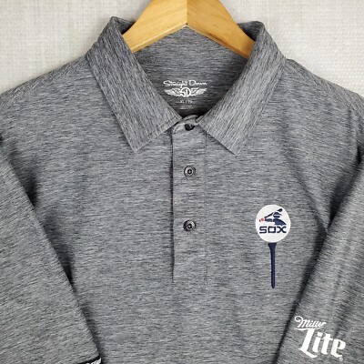 STRAIGHT DOWN x WHITE SOX x LITE BEER Size XL Space Dye Gray Polo Shirt Wicking