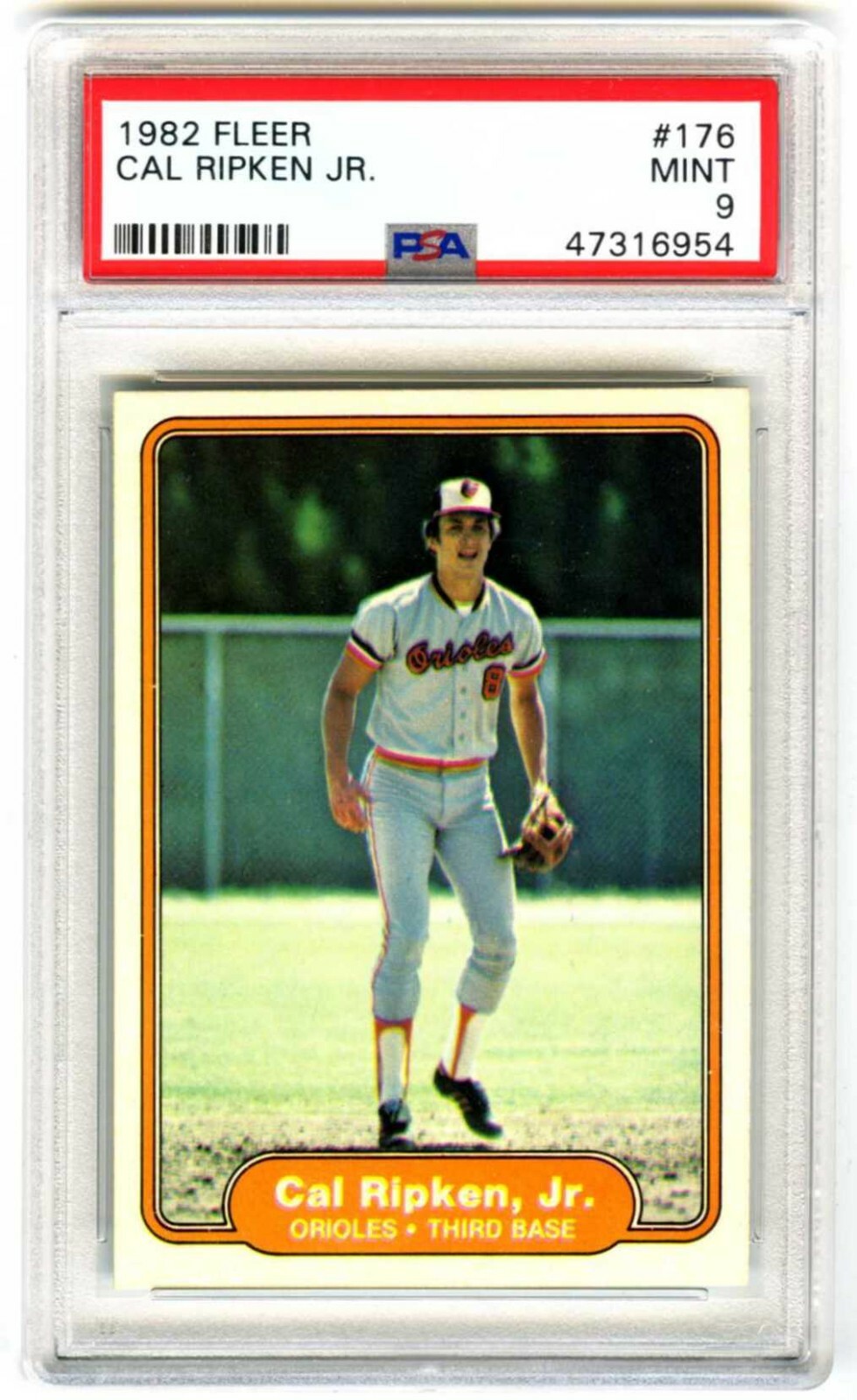 CAL RIPKEN JR.~BALT. ORIOLES~1982 FLEER PSA-9 MINT ROOKIE RC CARD#176 (NEW CASE)