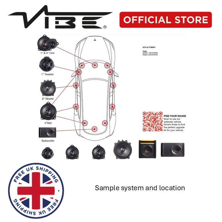 VIBE Optisound Tesla 4 inch component speaker Model 3 and Model Y sold as pairs