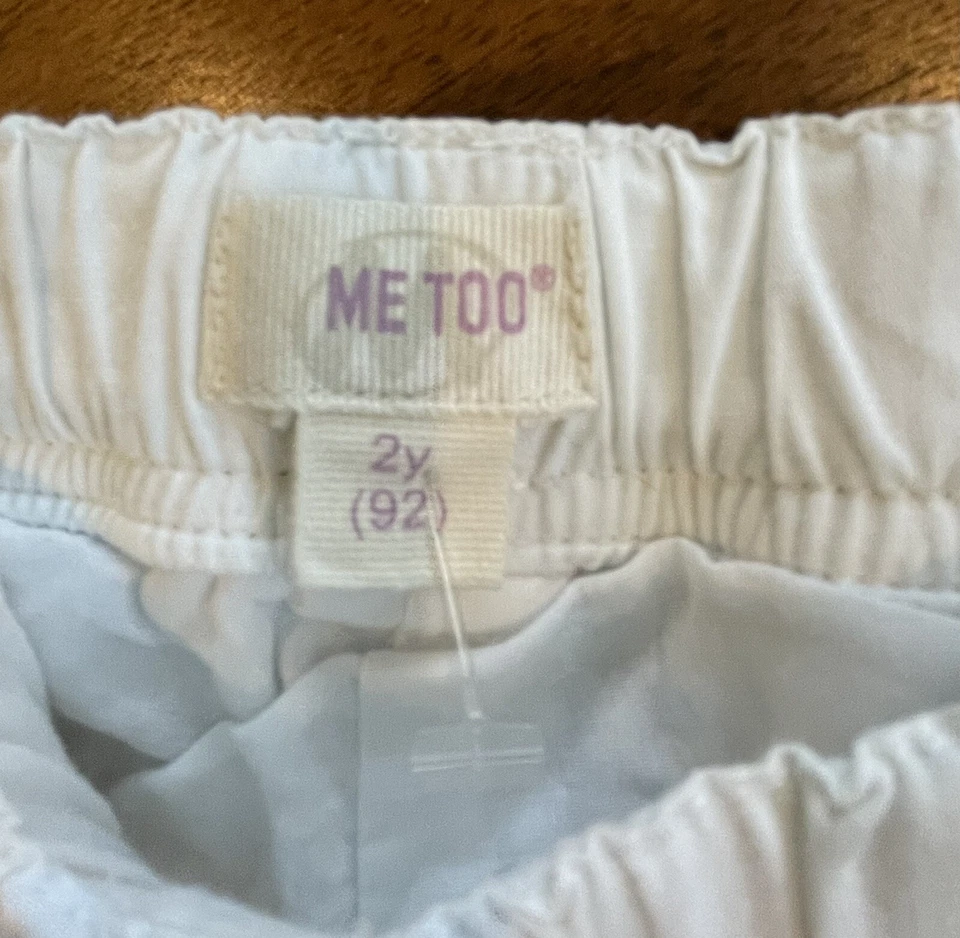 Брюки Me Too (датские) для девочек 2T 2 года 92 евро белые с регулируемой талией замки без застежек - Изображение 3 из 4