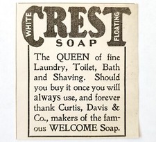 White Crest Floating Welcome Soap 1897 Advertisement Victorian Hygiene ADBN1uuu