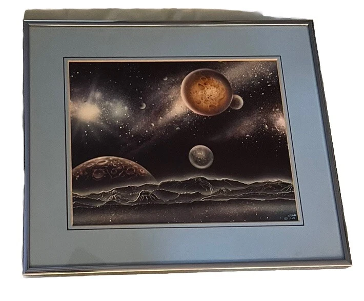 Репродукция космических звезд планет в космосе в рамке и с подписью Тома Галла с сертификатом подлинности - Изображение 3 из 4