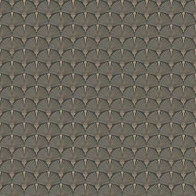 Erismann Versailles Muschelbogen Fächer Art Deco Metallic Schwarz Gold Tapete
