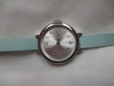Wristwatch Blue Buckle Band Silver Toned Round Face Simple Stylish