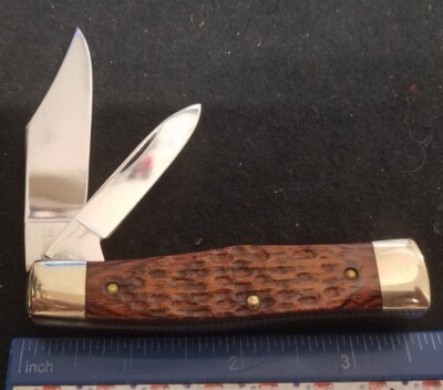 KA-BAR 2633 1980 NKCA Gunstock Knife, Jigged Wooden Handles = | eBay