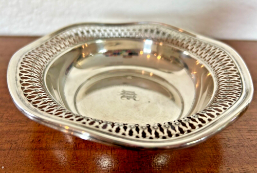 Antique WATSON Sterling Silver Pierced Wavy Rim Bowl Dish Flowers 60 GRAMS A618 - Picture 5 of 15