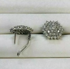 2CT Round Cut Lab Created Diamond Cluster Stud Earrings In 14K White Gold Plated