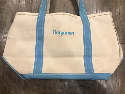 L.L. Bean Boat and Tote Canvas Bag Zippered Medium Ivory and