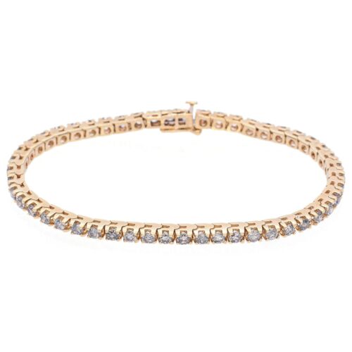 Vintage 14K Yellow Gold 4.00 TCW Champagne Diamond Round Link Tennis Bracelet