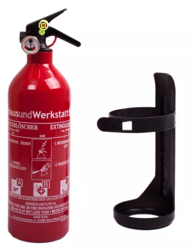 Aluminium 1 kg ABC ALU Autofeuerlöscher mit Manometer + Halterung auch fürs Boot