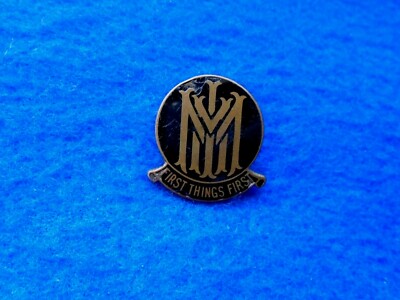 EARLY UNKNOWN M.M.I? 'FIRST THINGS FIRST' ENAMEL LAPEL BADGE, E.S.A. LONDON