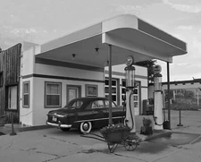 1951 Restored SHELL GAS STATION Vintage Car Retro Poster Photo 24x36