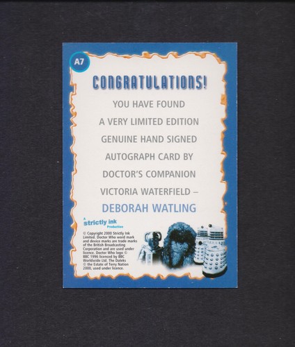 2000 Strictly Ink Doctor Who A7 Deborah Watling (Victoria) Autograph Card - Picture 3 of 3