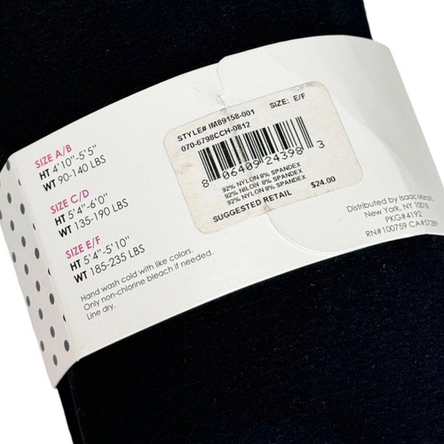 NEW Isaac Mizrahi Black Tights Sz. L 2PCs Opaque Stretch Control Top - Picture 7 of 8