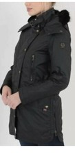Womens Belstaff Black Ct Master Parka With Liner Fur Size 40 Small 8-10 Rrp £825