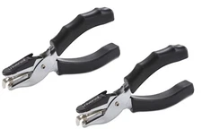  Universal Eight-Sheet Handheld 1/4 Hole Punch Metal Black Rubber Grip 2-Count
