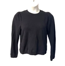 Nation Ltd 2021 puff/balloon sleeve crew neck black cotton sweatshirt excellent