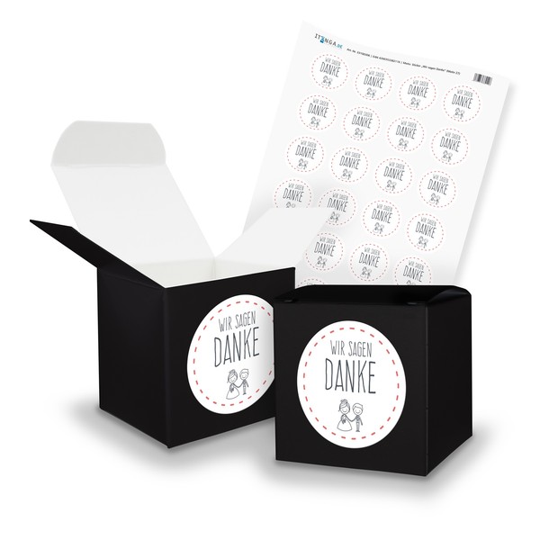 Itenga Set Wir Sagen Danke M27 24X Geschenkbox Schwarz 650X650Mm Und Sticker-image