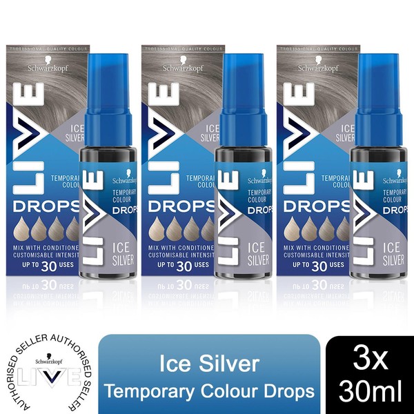 Tinte para el cabello semipermanente y sin silicona Schwarzkopf LIVE Colour Drops, 3x30 ml