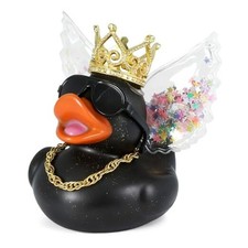 Mini Rubber Ducks for Jeeps, Glitter Duck with Golden Crown, Sunglasses, Black