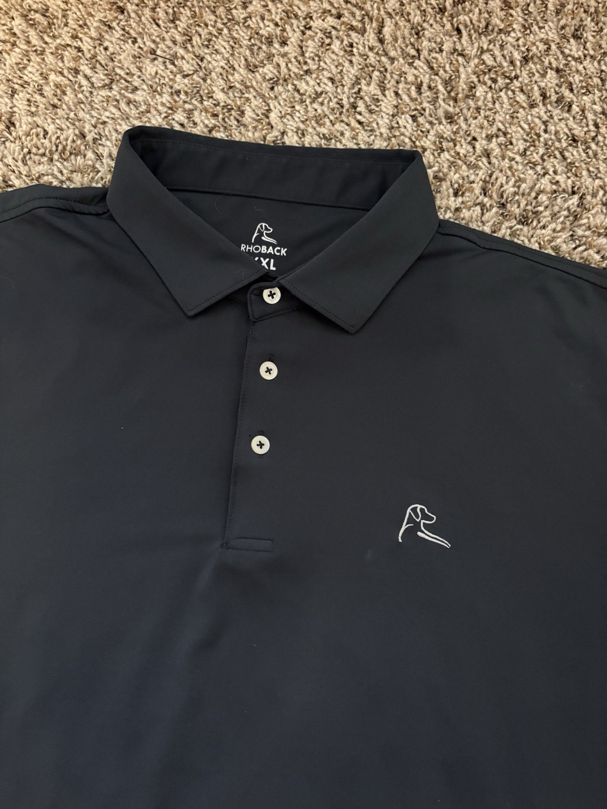 Rhoback Solid Black Golf Performance Polo Shirt M… - image 8