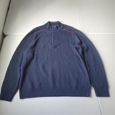 Vineyard Vines Sweater Mens Large Blue Merino Wool Quarter Zip Pullover
