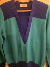 1980 2pcs.Vintage Colorful VIVANTI Padded SWEATER & SKIRT Size 14 Made In USA.