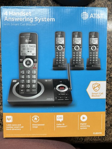 AT&T 4 Handset Expandable Cordless Answering System with Smart Call ...