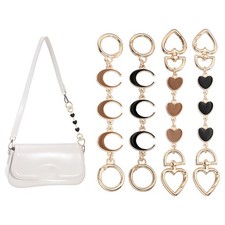 Bag Extender Chain, 4 Pcs Purse Strap Heart Moon Shape Chain, Black/Brown