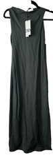 NEW Zara Dress Women M Maxi Sleeveless Linen Blend Ruched Strap Slit $69.90 D40